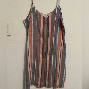 Vertical stripe summer dress with buttons on the front